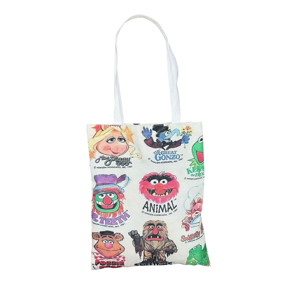 Vintage Muppets Canvas Tote Bag Jim Henson 1981 Characters Print Cream 15x11